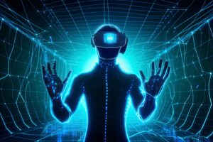 futuristic concept of Simulation theory and virtual reality 